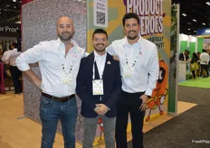 Michael DuPuis, Luis Urbina and Alan Aguirre Camou with Divine Flavor in front of the Produce Heroes wall. The campaign focuses on the health benefits the company's products offer. 